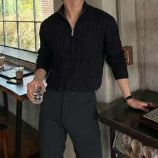 스타일닥터 빅사이즈 오버핏 니트 골지 반집업 폴라 맨투맨