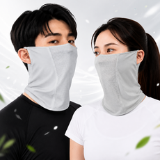 자외선 차단 UPF50+ 쿨 메쉬 골프 테니스 등산용 풀커버 초경량 마스크, 1개, 그레이