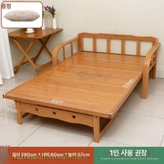 접이식 소파베드 대나무 침대 1.5m 싱글 더블 겸용 낮잠 휴식용 간이 침대, 80cmx길이 200cmx높이 37cm 고급형