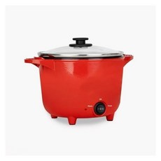 전기 미니 멀티 쿠커 냄비 빨간색 1Qt 세라믹 논스틱 밥솥 260W 유리 뚜껑 계량컵 및 주걱 포함