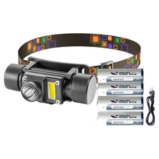 微笑鯊正品 K510C 聚泛雙光輕便頭燈，高亮強光頭燈，適用於自行車、夜釣、露營及工作照明, 1個, 【4電】微笑鯊 K510C