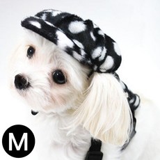 끈이스토어 달마시안모자 블랙 M 사이즈조절밴드 강아지외출착용