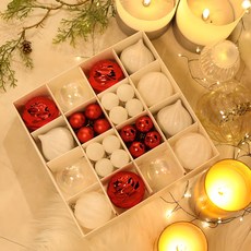 JOART 球形裝飾套組 5款組合, 透明紅, 6cm, 3cm, 1套