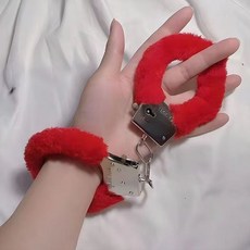 뽀글이 귀여운 파티 소품 수갑, 빨간색