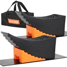 캠핑카 레벨러 SUV 고정블럭 RV 커브드 레벨링 블록 타이어 교체 램프 캠퍼 트래블 트레일러용 듀얼 액슬 탠덤 휠 보조 장치 최대 6인치 리프트 장착 촉 및 고무 매트2팩 포, XL(17*6.8*6.8 inches)