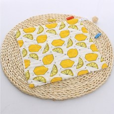 六層紗布口水巾方巾小方巾：柔軟吸水、多用途寶寶手帕、兒童洗臉巾、幼兒園必備, 1個, 22-檸檬【30*30】, 白色