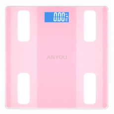 ANYOU 스마트 체지방 체성분 BIA측정 몸무게 측정기 체중계, 1개, 핑크색, HW-99