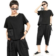 와와맘 WAWAMOM 여자 언발티 비대칭티셔츠 체형커버 언발넥 반팔티 EAV35