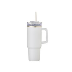 LONGGU 텀블러 1200ml 대용량 손잡이 와 빨대가 있는 스텐 내병 텀블러, 5개, 화이트