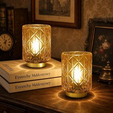 2 Pack Battery Operated Lamp Cordless Samll Battery powered Accent Lamp with Timer for Bedside War, 앰버