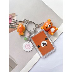 가방 키링 리락쿠마 이지 귀여운 인형 선물 행운 버클 베어 타이야키 펜던트 폰줄 체인 커플 핸드폰 클로버 네잎, 1