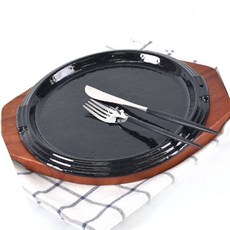 고급형 맥반석 스테이크철판 무쇠주물그리들 철판콘치즈팬 인덕션무쇠팬, 원형 받침대 - 1호 내경12.5