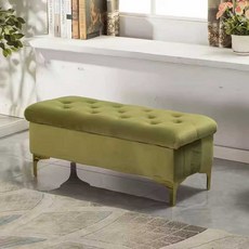 골드 포인트 벨벳 수납 벤치 인테리어 의자, 프룻그린 20번, 그린