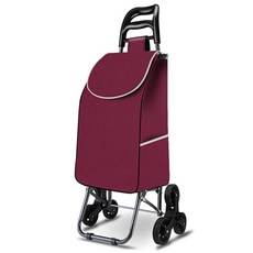 계단오르는 세발 접이식 쇼핑 카트 시장 바구니, (고무휠)와인, 1개