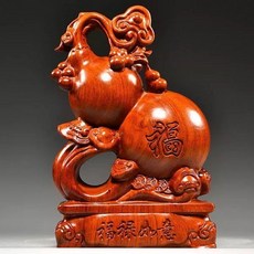 花梨木 黑檀木 如意葫蘆 擺件 整木精雕, 如圖所示, 1個