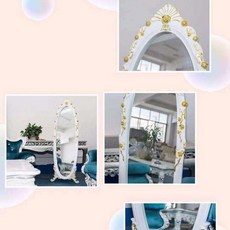 【豆腐妹的窩】破損補寄新品立體鏡子全身落地鏡女生臥室宿舍家用雕花歐式復古led穿衣試衣鏡, 白描金