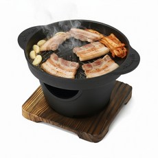원형 구이불판 1인 미니 주물 화로세트, 1개, 상세페이지 참조