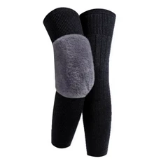 여성용 겨울용 토끼털 무릎 보호대 한 쌍 남성 노인용 추위 방지 관절염 달리기용, 01 XXL 사이즈, 01 Grey-B