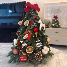 【臺灣出貨】新款家用聖誕樹聖誕節ins風迷你諾貝鬆聖誕裝飾帶燈桌麵小型擺件-奢尚00, 仿真諾貝松40cm送燈 主圖款