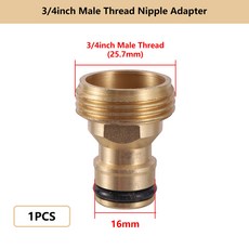 1/2 3/4 1 나사 식 황동 퀵 커넥터 M22/24 니플 피팅 가든 호스 연결 수도꼭지 어댑터 워터, 1개