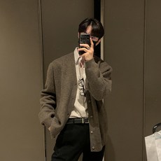 Gradle남자 니트 가디건 단톤 노르딕 오버핏 빅사이즈 니트 카디건