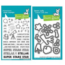 Lawn Fawn Super Star 10.2cm x 15.2cm(4x6인치) 투명 스탬프 세트 및 맞춤형 공예 다이 세트(LF2241 LF2242) 2개 아이템 번들