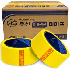 노랑색 컬러 박스테이프 OPP 포장용 국내제조 색테이프 80M, 5개