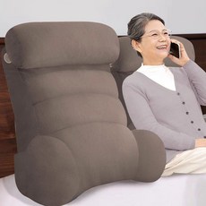 등받이 쿠션 침대 목받침 허리 시니어 어르신 등받이쿠션 엠보싱 서포트 삼각 대형, K-스퀘어 커버 브라운