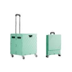 平拉杯架折疊購物車，多功能收納買菜手拉車，摺疊露營推車, 杯架四輪綠色, 1個