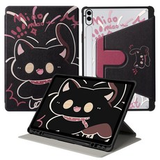 DUNNO 360도 회전 가능 패턴 디자인 아크릴 삼성 탭 케이스, 1개, 8-Sweet Cool Cat