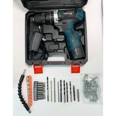 衝擊鋰電鑽 (B款) 16.8V 2.0AH 附鑽頭組 塑盒 雙速正反轉 充電式多功能家用電動螺絲刀 龍韻16.8V衝擊鑽 2AH單電 塑盒, 1個, 龍韻16.8V衝擊鑽  2AH單電 塑盒