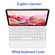 아이패드 에어 11인치 M4 M3 2026용 백라이트 매직 키보드 케이스 M2 6세대 멀티터치 스마트 폴리오, 02 iPad Air 11 M4 2026, 04 White-German