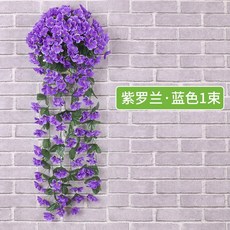嘉義出貨 人造花壁掛 牆面裝飾 仿真紫羅蘭壁掛 家居裝飾 婚慶花藤大紫羅蘭吊籃花 家居壁飾, 紫羅蘭藍色1束【2束起發貨】