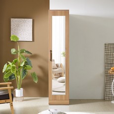솜씨방가구 라온 친환경 E0 400 거울 틈새옷장(이단봉형), 오크