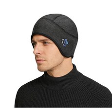 LLmoway 안경 구멍이 있는 플리스 안감 스컬 캡 헬멧 라이너 겨울 방풍 사이클링 남성용 여성용 스키 러닝 비니 다크 그레이. 153213