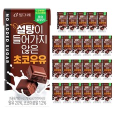 빙그레 설탕이 들어가지 않은 초코우유 (무설탕), 190ml, 24개