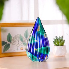 물결 무늬 샹그릴 블루 그린 혼합색 3D 유리 방울 공예 장식품, 파란색 + 초록색