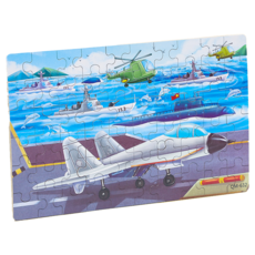 卡通拼圖 兒童益智玩具 趣味拼圖 鐵盒裝, 【60片】飛機輪船, 1個, 60片