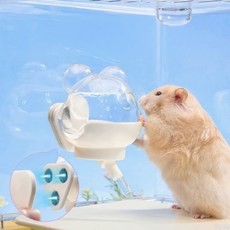 시웨이 햄스터 소동물 진공급수기 투명 곰돌이 자석 거치대 220ml, 1개