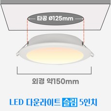 비츠온 LED 슬림 방습 매입등 IP44 5인치 15W, 20개, 전구색
