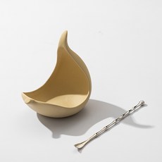 日式老巖泥焙茶烤茶器套組，含蠟燭底座，多功能溫茶爐具，適用多種茶葉及薰香, 1個, 老巖泥烤茶器葉子+竹節勺