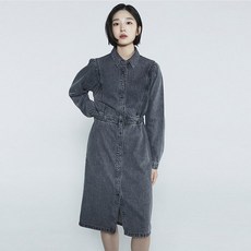 버커루 여성 워싱 셔링 데님 원피스 B232DO991P 2799480