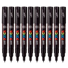 유니 포스카마카 PC-1M (매우 얇은글씨용), 블랙, 10개