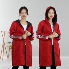 連帽防雨罩衣 加絨加厚 防水耐髒 反光條, 紅色條紋 加絨加厚款,3XL 80.0-92.5公斤 搶購99, 1個