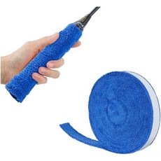 라켓 그립 교체 테니스 소모품 테이프 아이블루오버 배드민턴 타월 논 슬립 핸들 랩 흡수 오버그립 롤 스웨트밴드 야외용, blue, 16.4 Ft