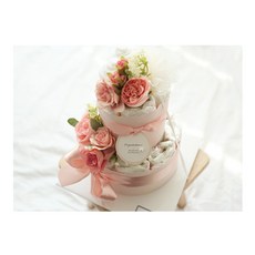 주식회사 앙앙 플라워가든 2단 기저귀케익 (수입조화+미니타올2장), 출산선물, 1개