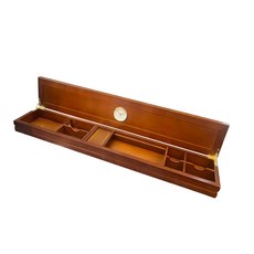 木質桌面收納盒 附時鐘 74.9cm 長桌面置物盒, 桌面收納盒~文創櫻桃木紋+牛頭層真皮飾品收納盒 ~, 1套