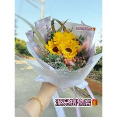 潔兒禮物店 花束 畢業乾燥永生香皂玫瑰花束, 紫格紋+透明禮物袋（尺寸25*20cm)