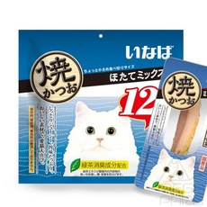 메가사라 이나바 챠오 야끼가츠오 가리비관자 믹스 12P QSC-25 고양이먹이, 1개, 12g
