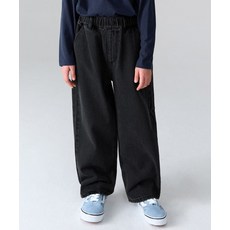 무신사 스탠다드 MUSINSA STANDARD KIDS 루즈 와이드 밴딩 데님 팬츠 [워시드 블랙] MKENP3Z01-WC 401343